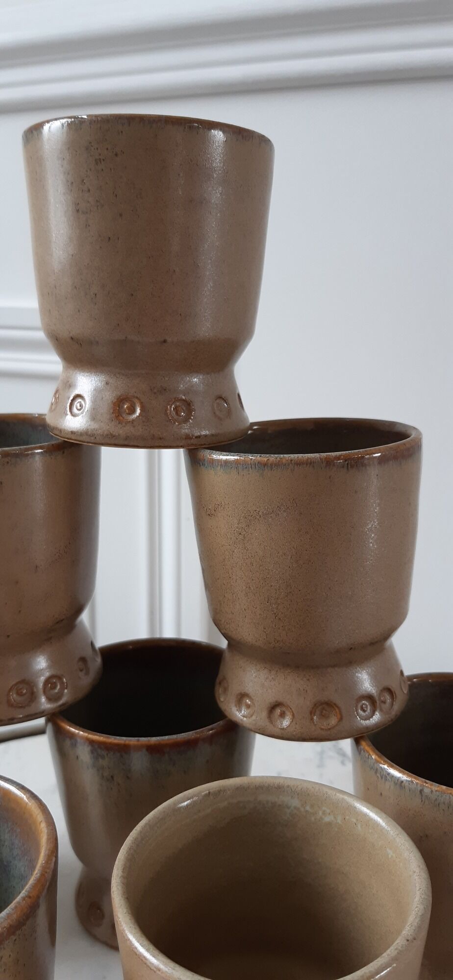 Set of 8 glasses / cups in stoneware Arts Ceram Grand Feu 60s