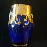 Ensemble 6 verres une carafe bleu en verre émaillé