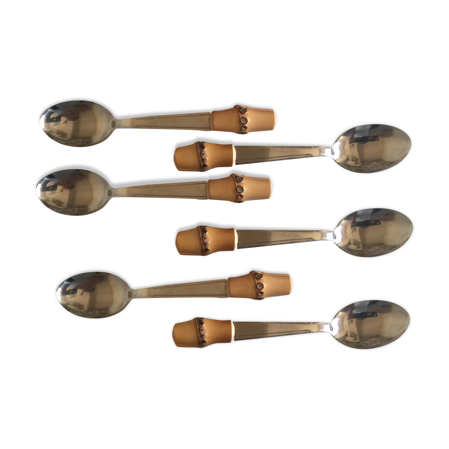 Set of 6 teaspoons bamboo 1960 mid century riviera