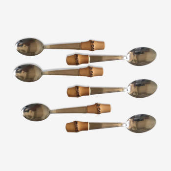 Set of 6 teaspoons bamboo 1960 mid century riviera
