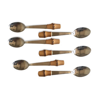 Set of 6 teaspoons bamboo 1960 mid century riviera