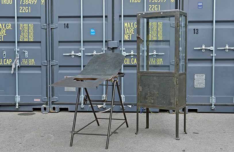Vintage industrial dentist cabinet - metal glass cabinet