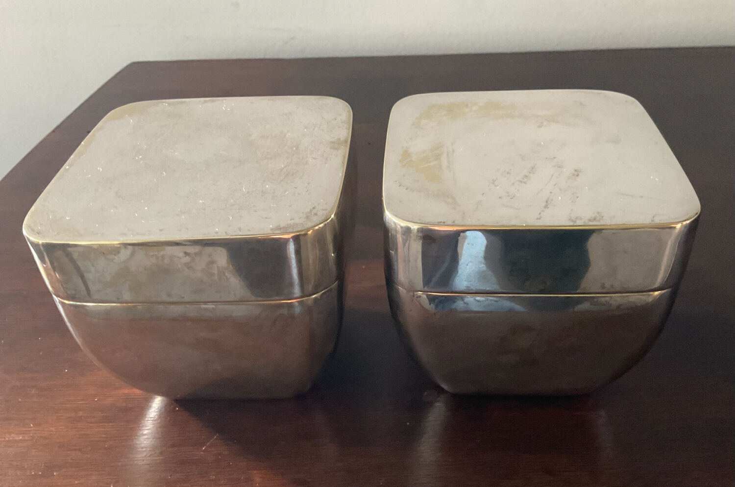 Art Deco silver-plated jewellery box pair