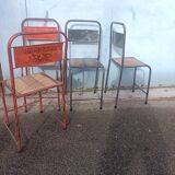4 antique metal wooden chairs
