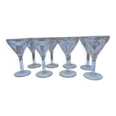 Lot de 8 verres à pieds anciens très épais