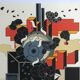 Lithograph by Alain Le Yaouanc, fire, 1978