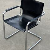 Set of 4 design cantilever chairs black and chrome design made in Italy