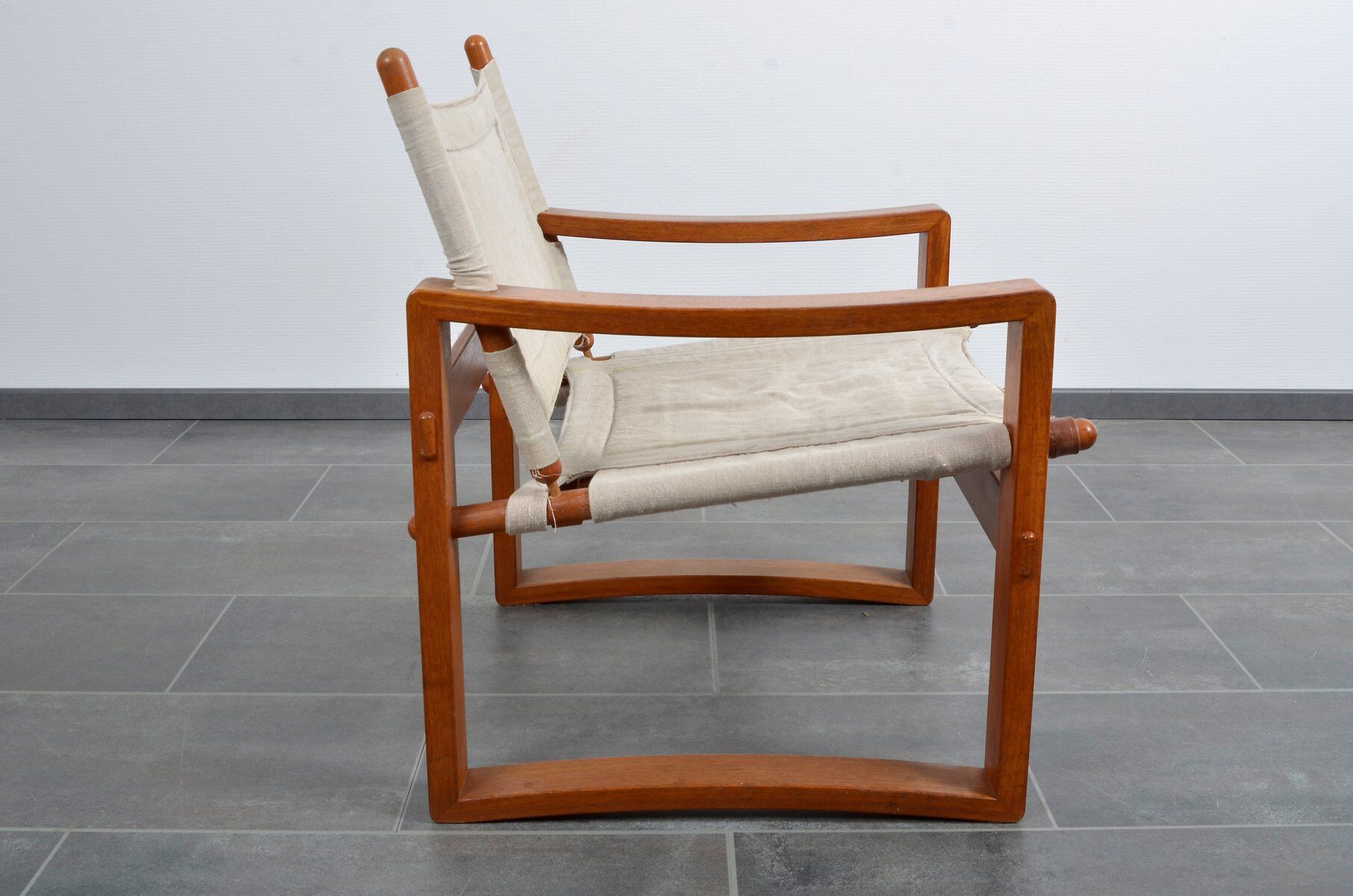Mid-century mahogany safari chair by Burge Jensen for Bernstorffsminde M-belfabrik