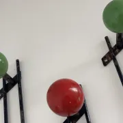 Vintage 1960s tricolour coat rack trio with 3 ball hooks - 45 x 6 / 2