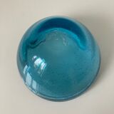 Beautiful and heavy blue bubbled glass cup