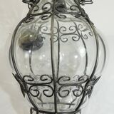 Vintage blown glass lantern suspension in Venetian style, evoking the