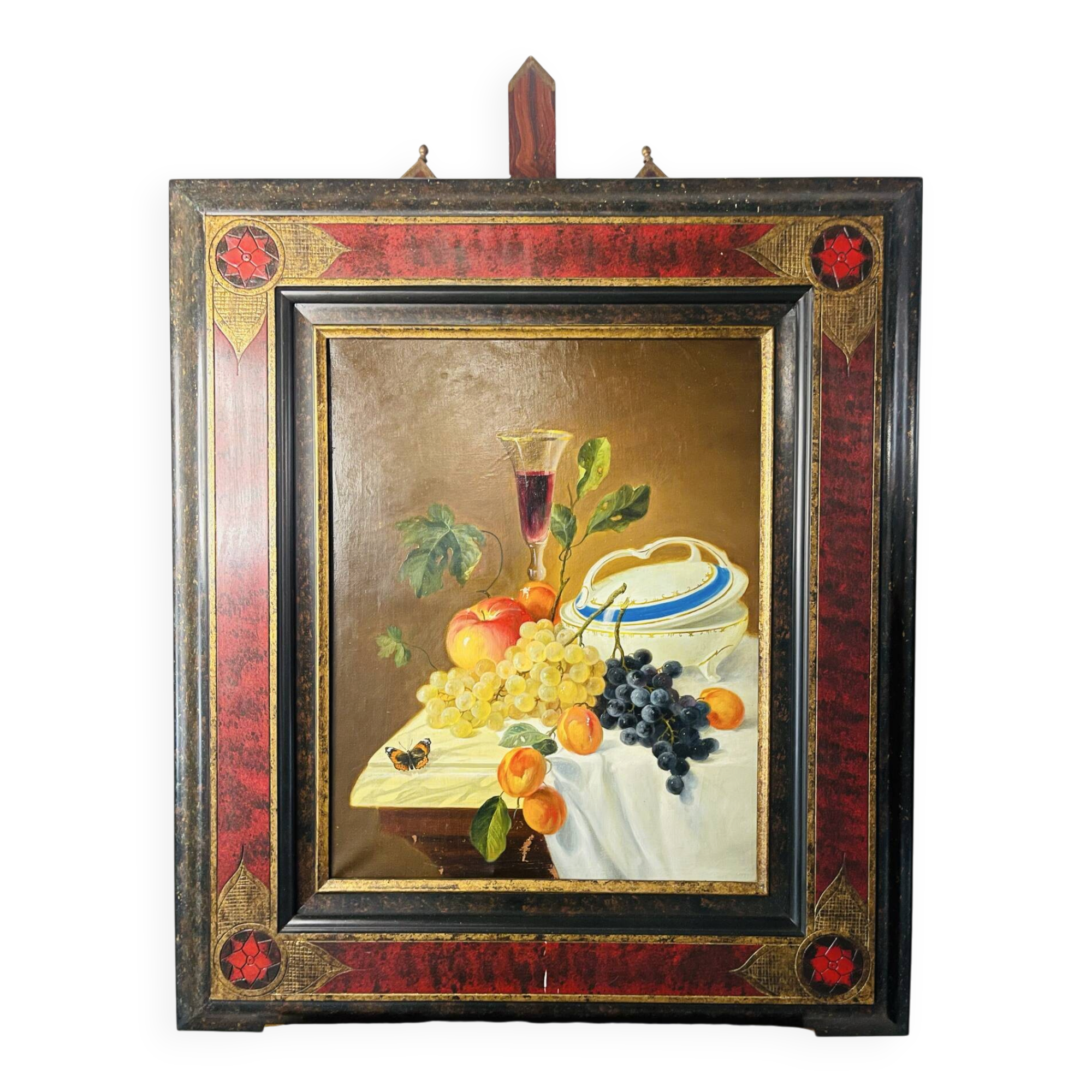 Nature morte ancienne, école russe, huile sur toile, signée à Shulg