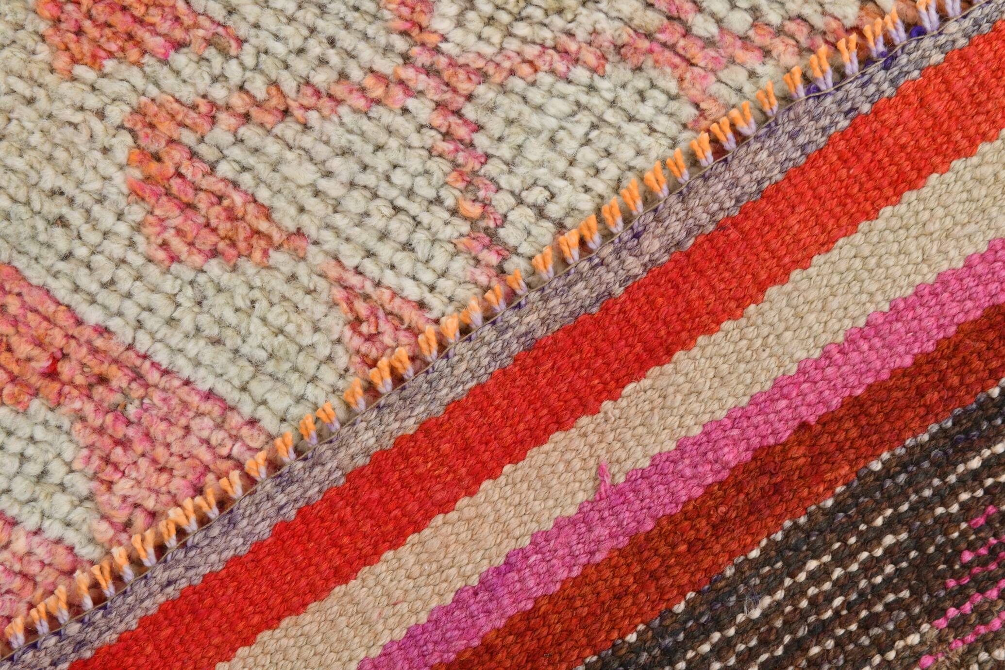3x10 Turkish Pink & Orange Vintage Runner Rug, 91x316Cm