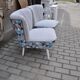 Set of 2 vintage multicoloured cocktail chairs in fabric and wood from the 1950s.