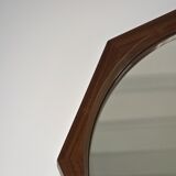 Italian octagonal teak mirror attributed to Campo & Graffi from the 1960's