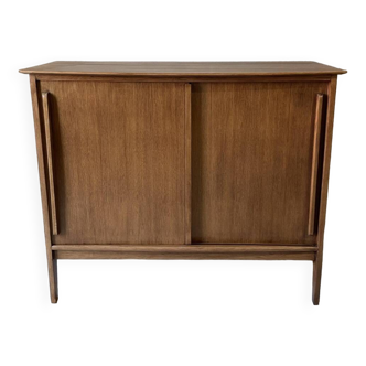 Vintage wooden sideboard sliding doors 60s