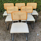 Series of 6 chairs Marcel Breuer Cesca B32