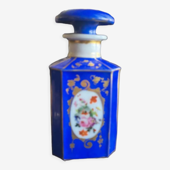 Flacon de parfum en porcelaine de vieux paris fond bleu