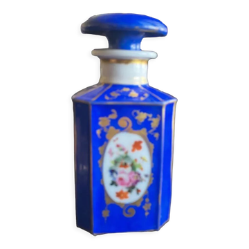 Flacon de parfum en porcelaine de vieux paris fond bleu