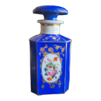 Flacon de parfum en porcelaine de vieux paris fond bleu