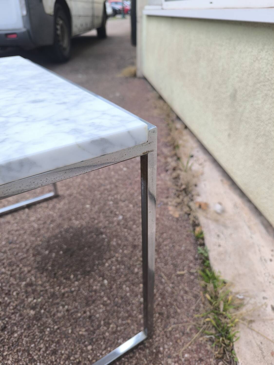 White marble and chrome coffee table, 1970