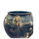 Raku Large Enamelled Ceramic Basin with Anthropomorphic Sockets
