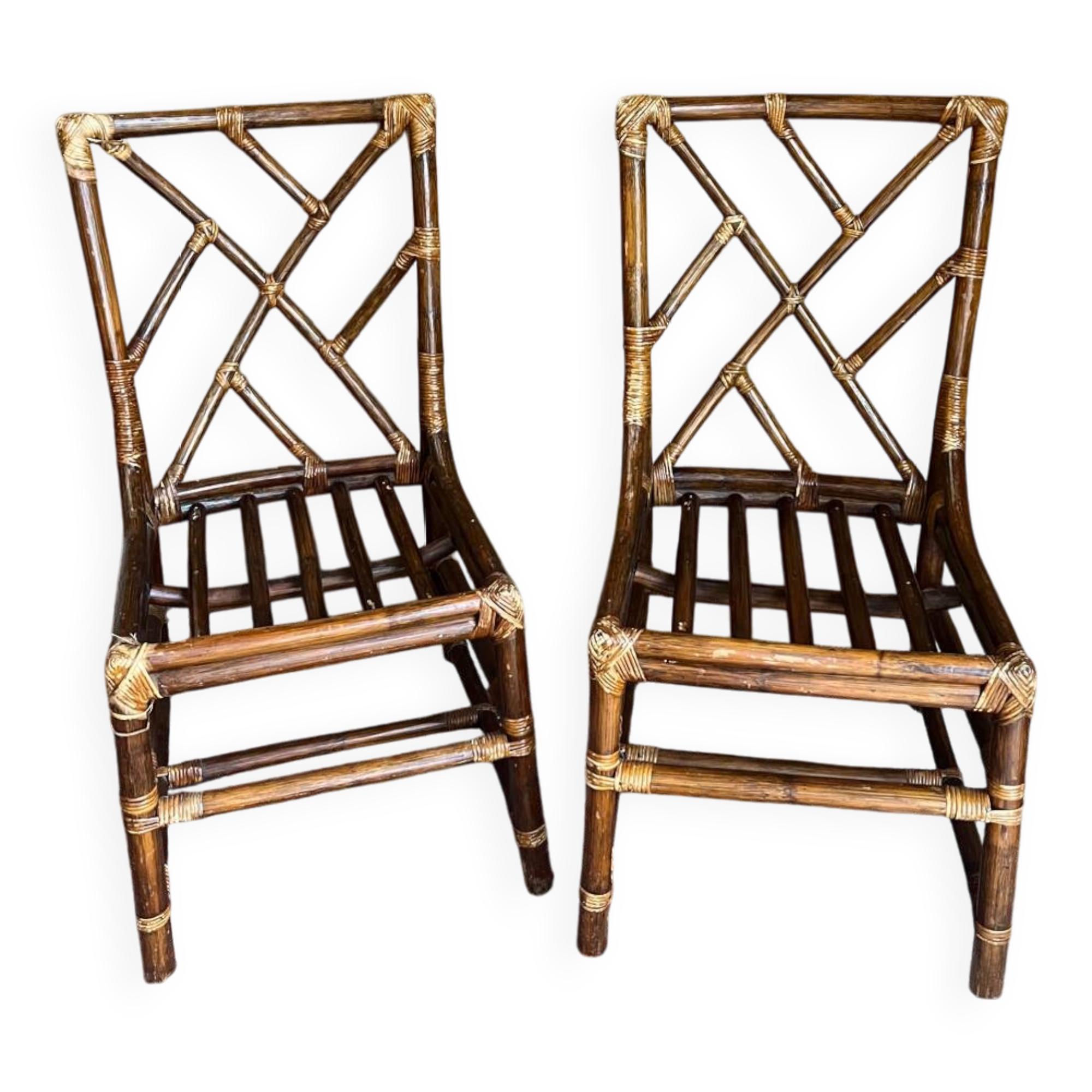 pair of bamboo chairs