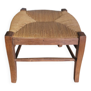 Tabouret bois et paille