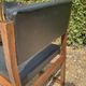 Set of 6 vintage teak chairs with black Skaï.