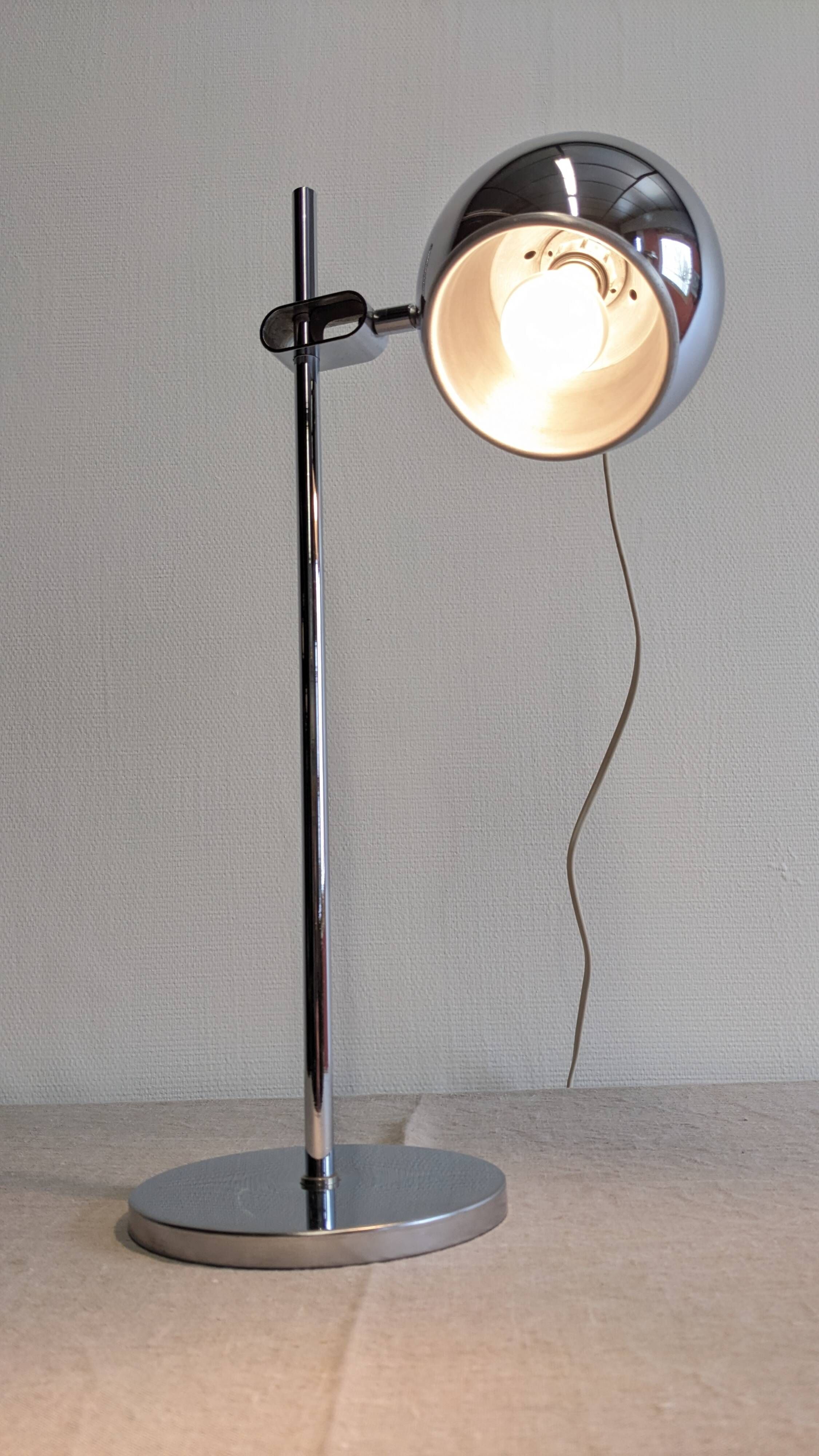 Chrome eye ball lamp, space age, Germany circa 1970.