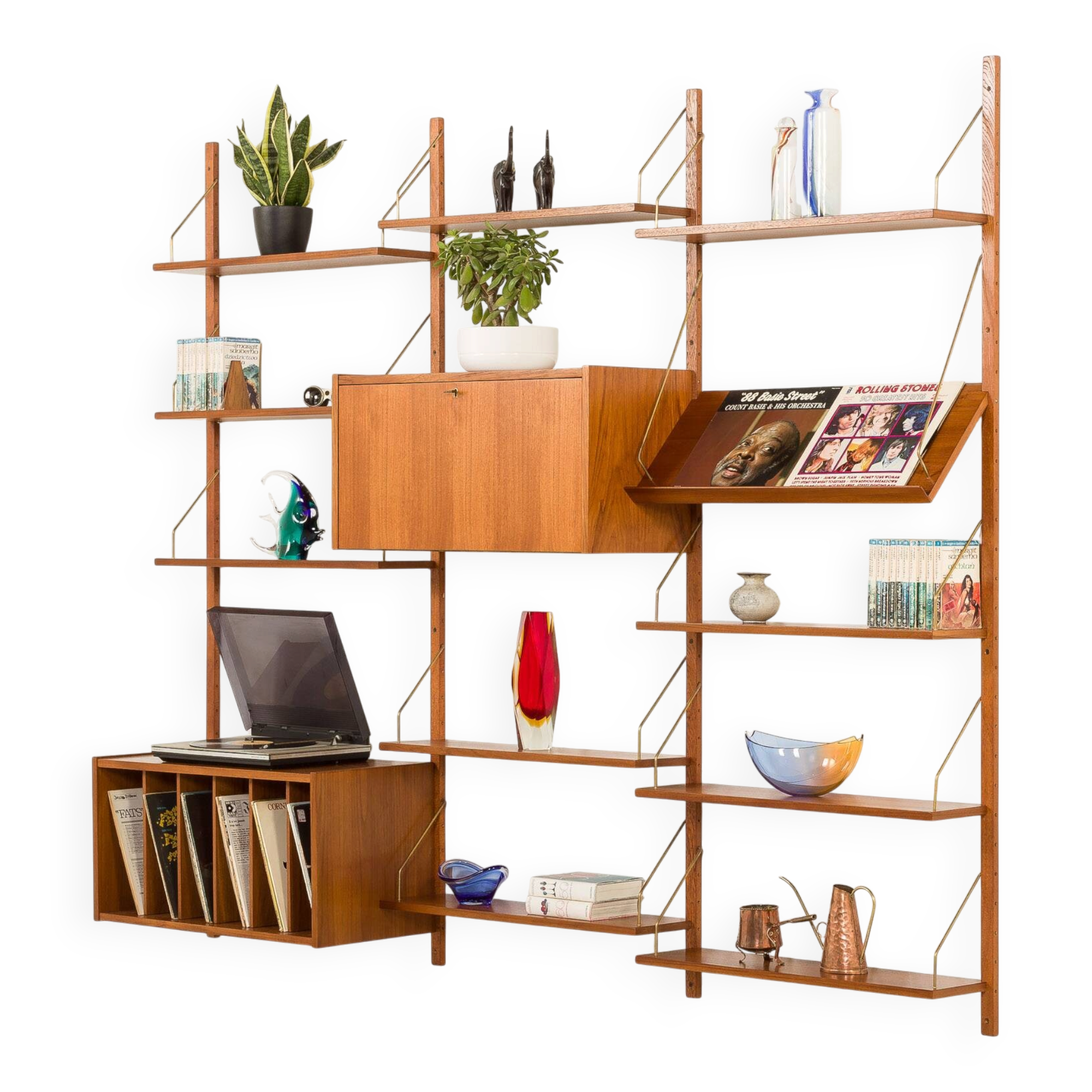 PS System wall unit with vinyl records cabinet and expository shelf, Rander