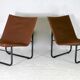 Paire de chauffeuses Kebe Danemark circa 1975 acier et toile "chocolat"