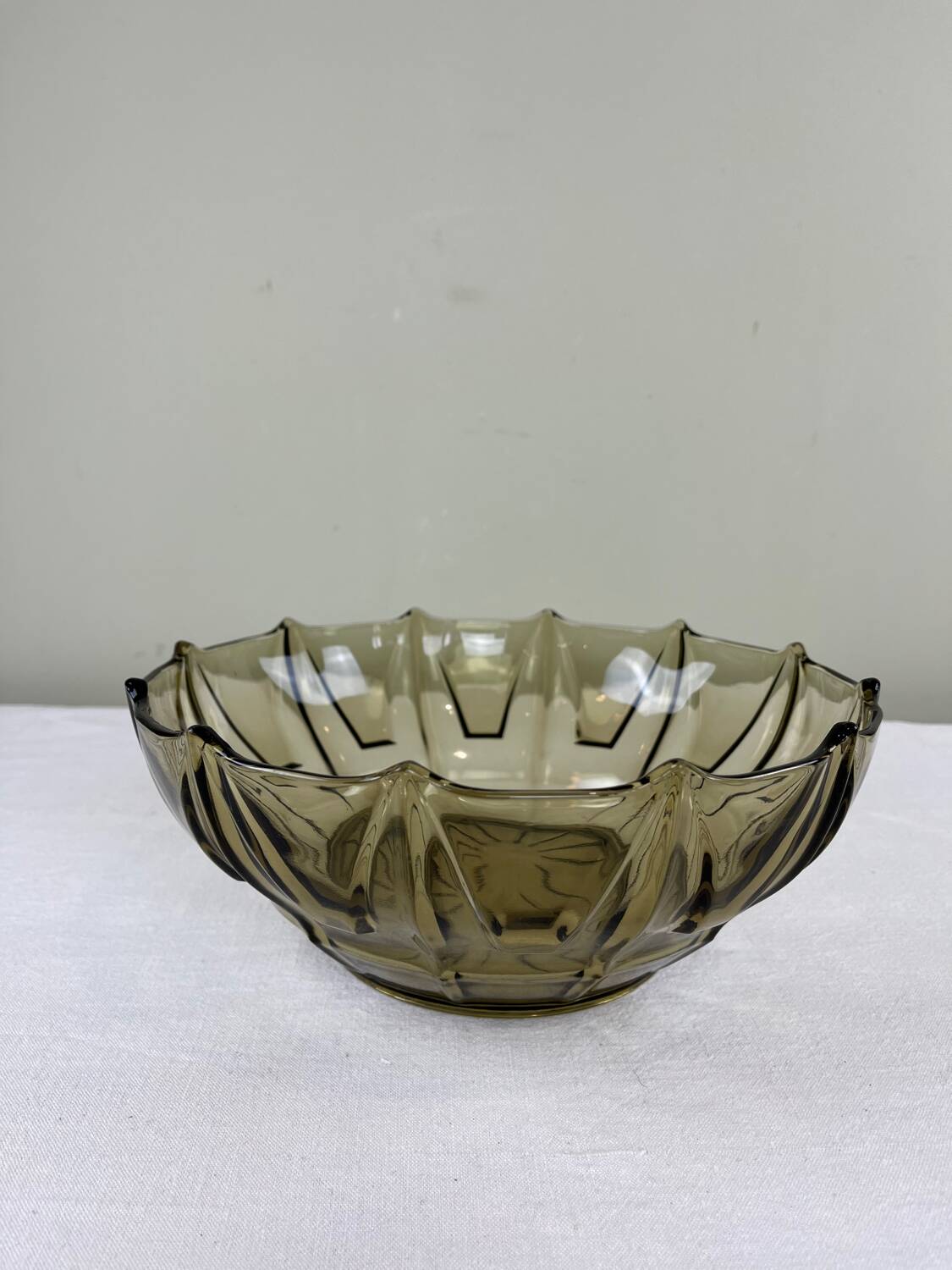 Smoked glass Art Deco salad bowl