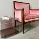 Large pink velvet armchair