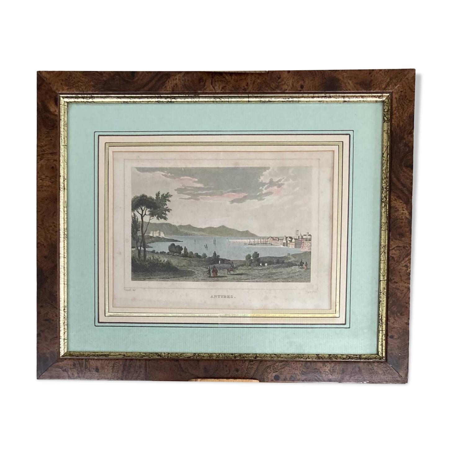 Tableau, gravure paysage à ANTIBES époque XIXe