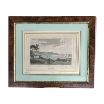 Painting, landscape engraving in ANTIBES 19th century