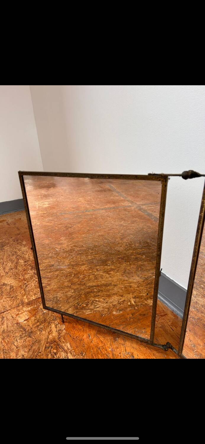 Vintage barber's triptych mirror