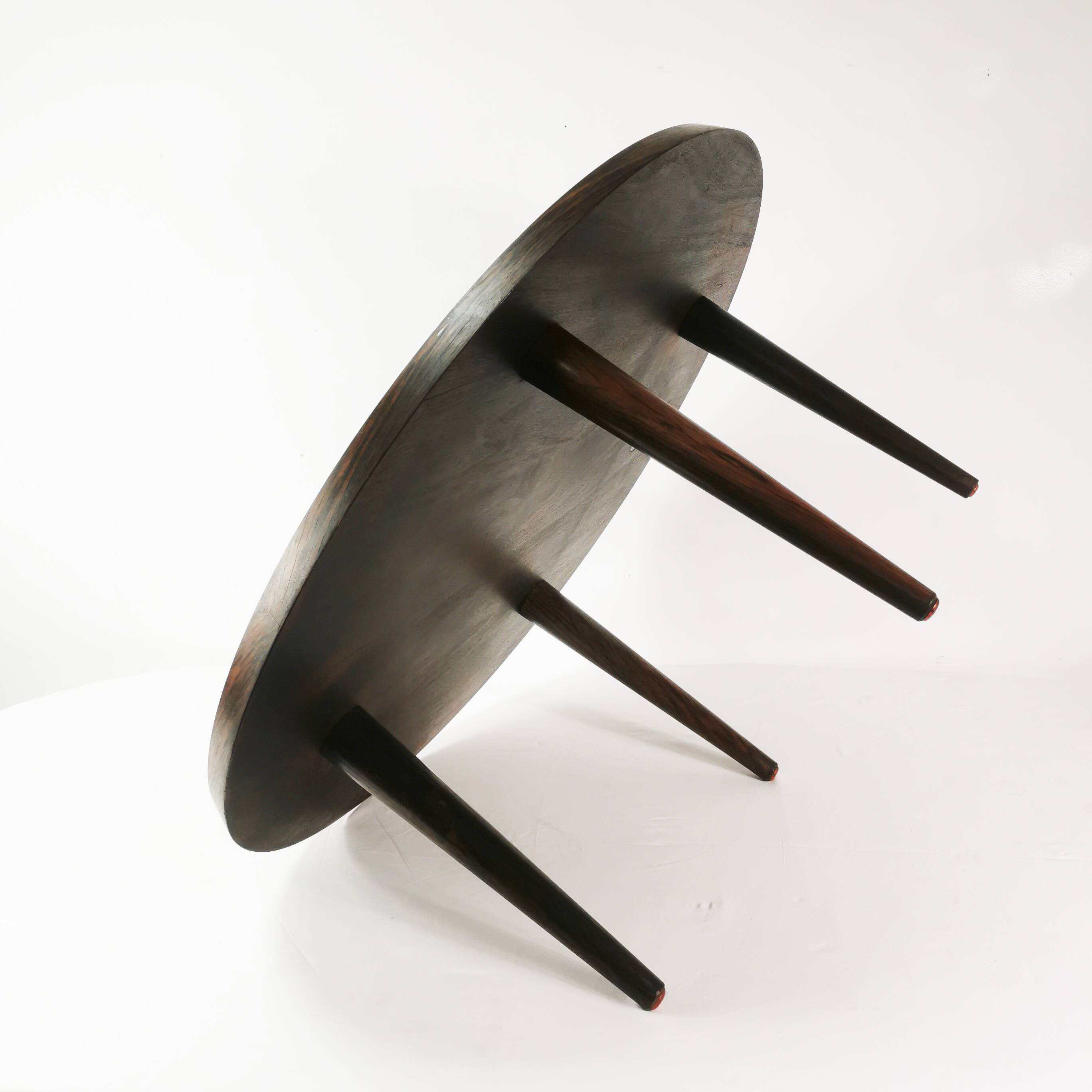 Round mid-century rosewood coffee table, Silkeborg, Denmark, 1960s.