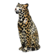 Ceramic sculpture of a seated leopard, dating from the mid-century, Italian and modern.