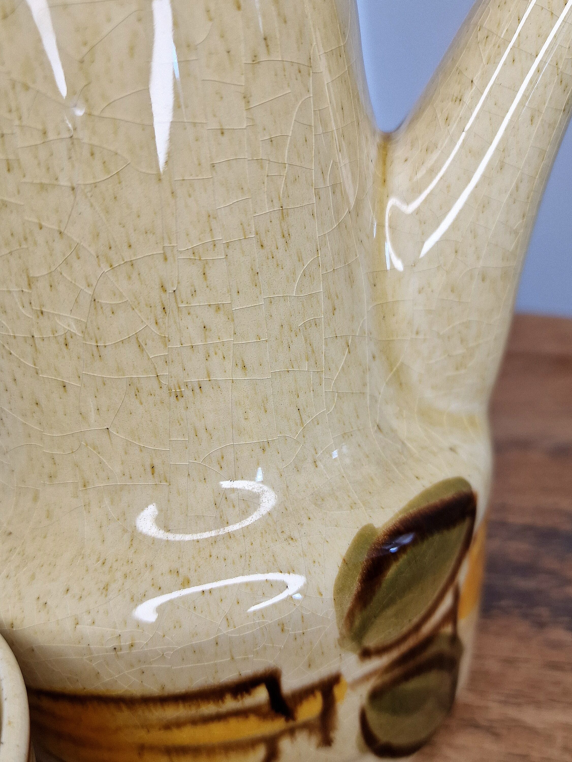 Large vintage 70s coffee pot Saint-Amand 1713 + sugar bowl - Olive & honey