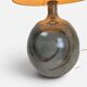 1970s table lamp in ceramic, signed, with a hand-painted silk shade.