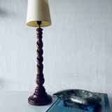 Turned wood lamp