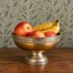 Vintage metal footed coupe in gold and silver – Floral decor