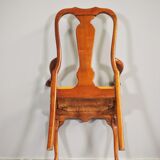 Antique Queen Anne armchair in mahogany and leather