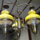 Large 3-light chandelier in glass, opaline and brass