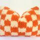 Orange Berber cushion for home decor Checkered pillow cover Moroccan cushion C