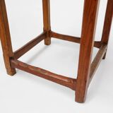 Vintage square wooden stool with handle, Belgium ca. 1920