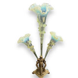 Tulip tree centerpiece in opalescent glass and bronze nineteenth