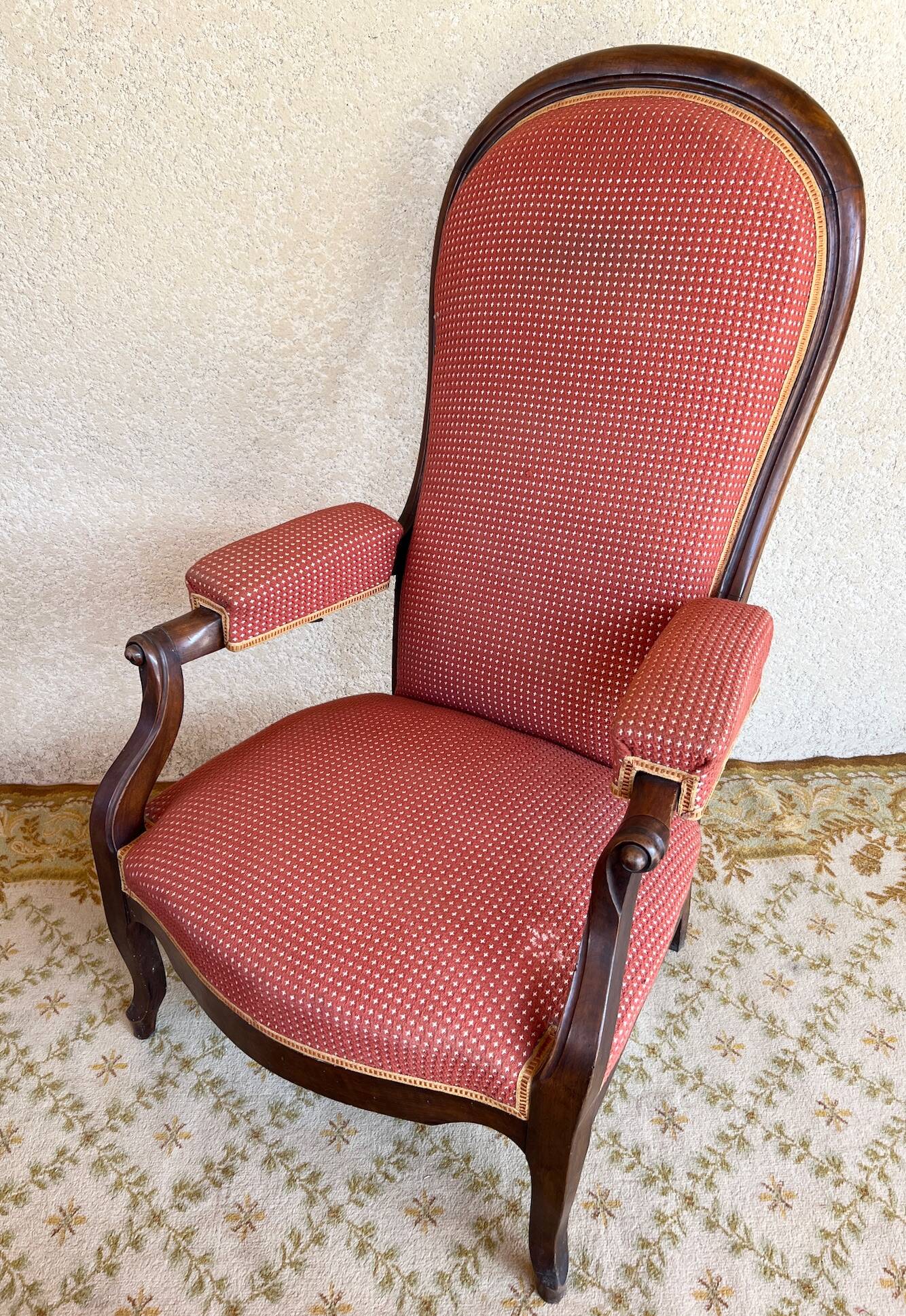 19th century Voltaire rack and pinion armchair in walnut
