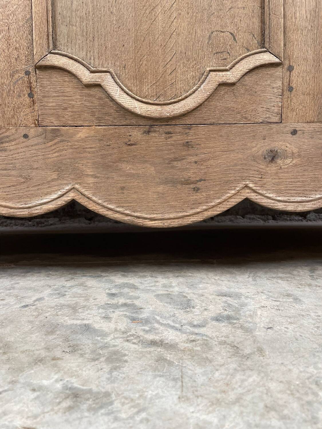 Solid oak rustic sideboard / buffet cabinet with carved details